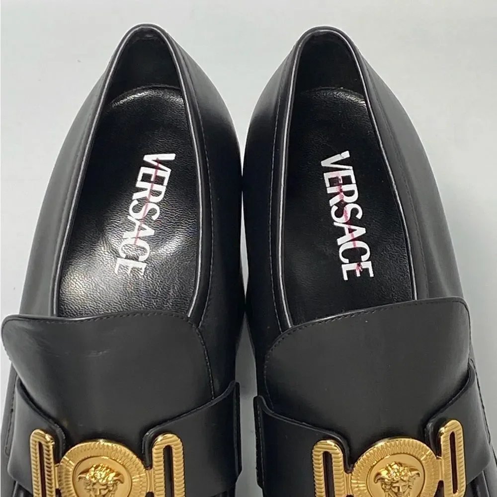 Versace Logo Leather Platform Pumps size 40 - Picture 4 of 13